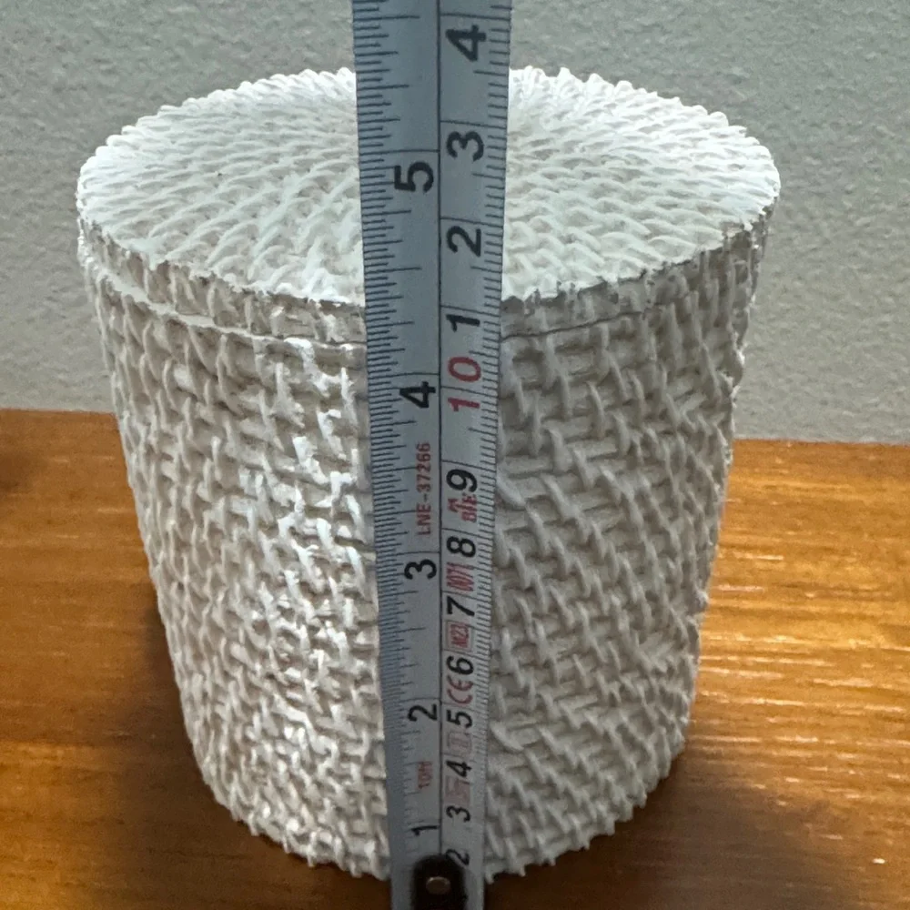 Source Unknown White Textured Ceramic Bathroom Canister